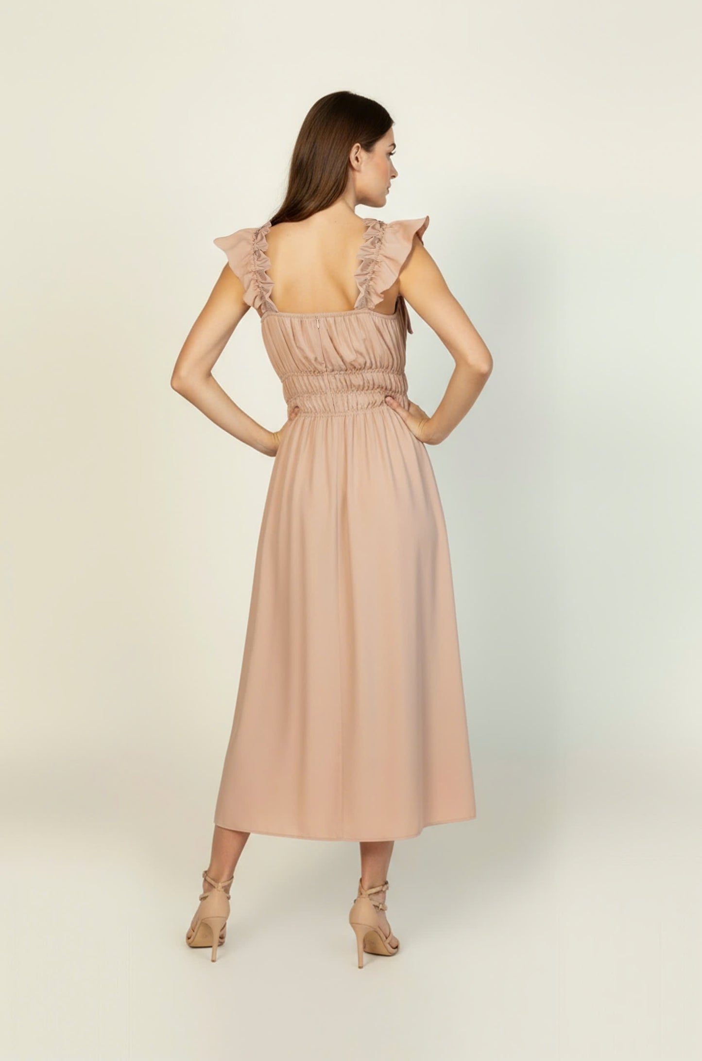 Sage Green Ruched Strap Dress