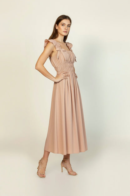 Sage Green Ruched Strap Dress