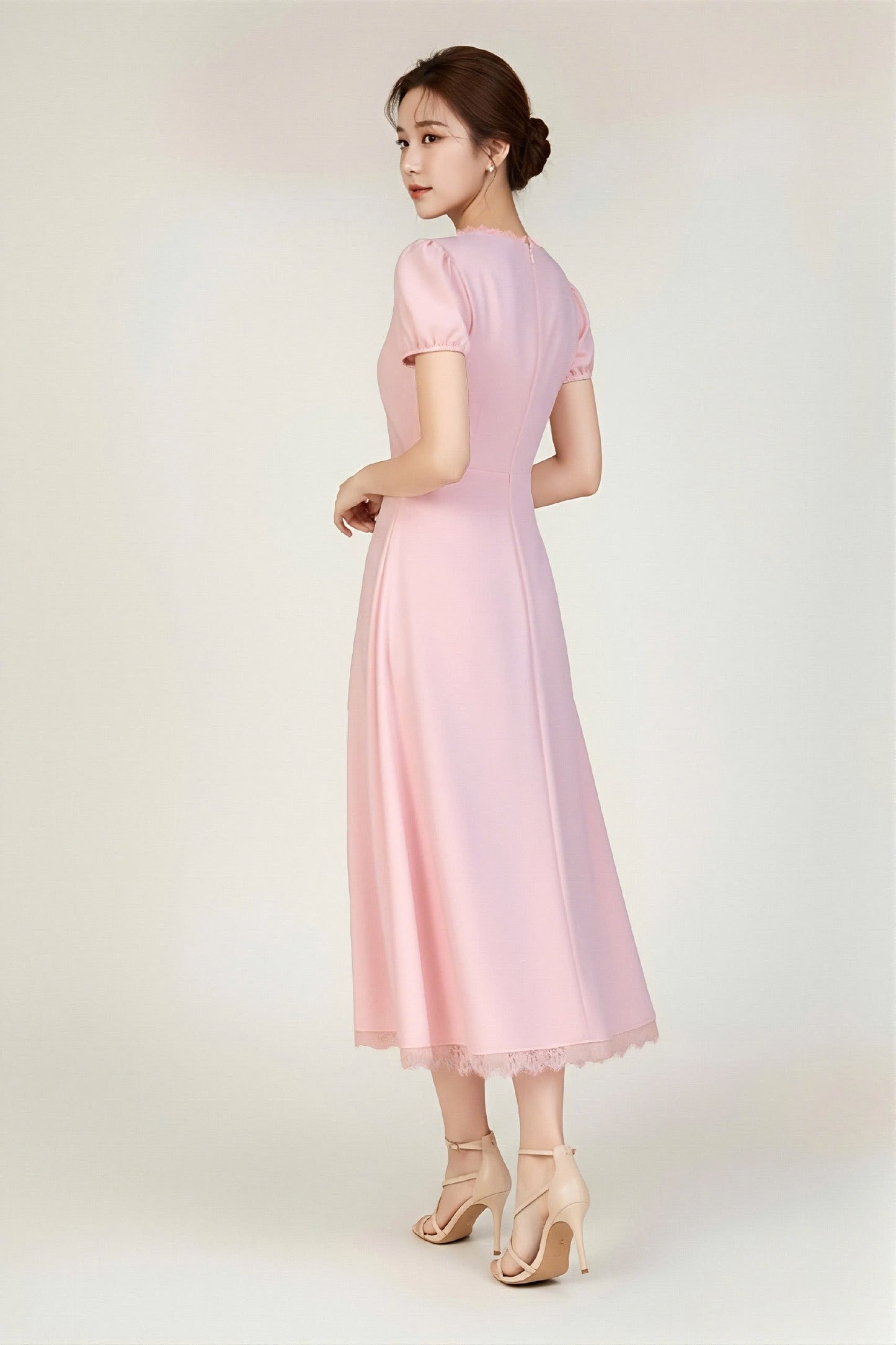 Lace Detailing Pink Dress - Left