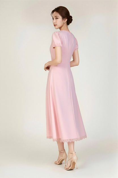 Lace Detailing Pink Dress - Left