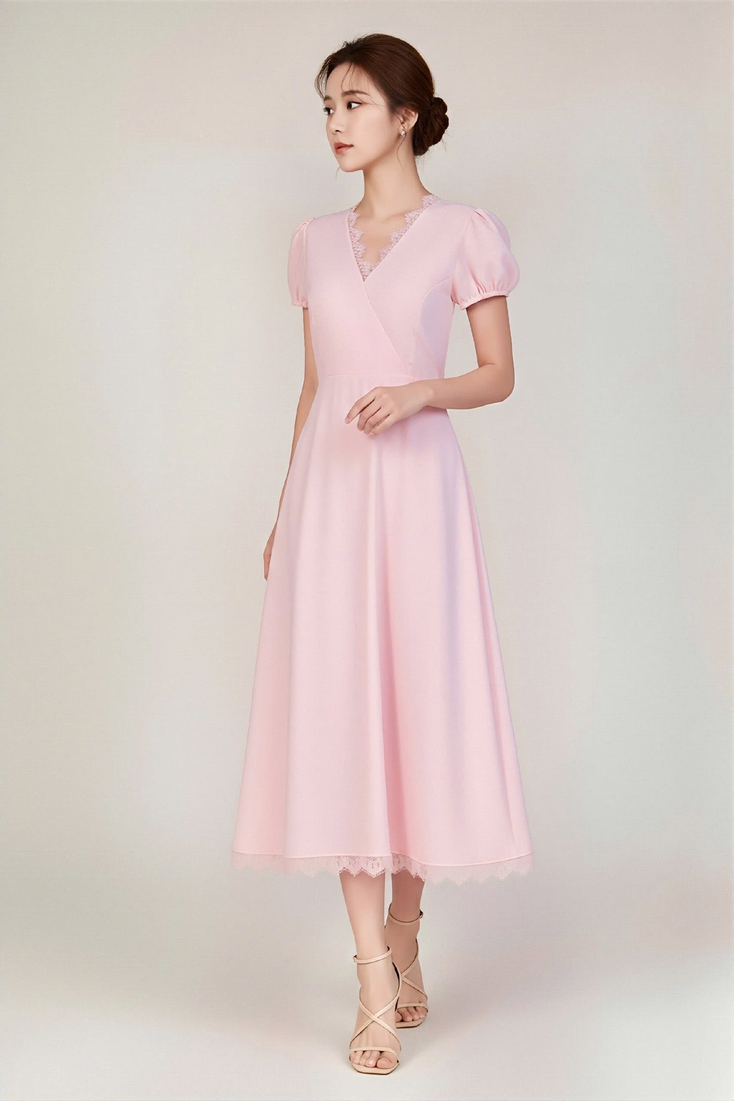 Lace Detailing Pink Dress - side