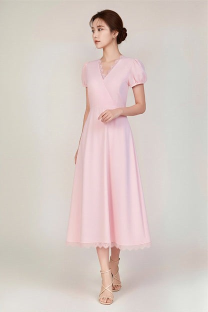 Lace Detailing Pink Dress - side