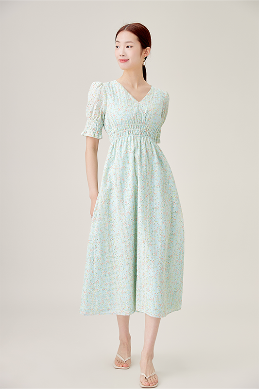 Mint Eyelet Midi Dress
