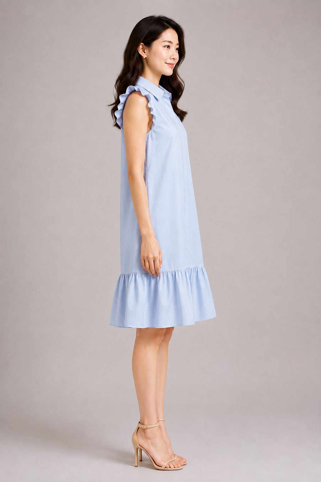 Powder Blue Ruffle Hem Dress