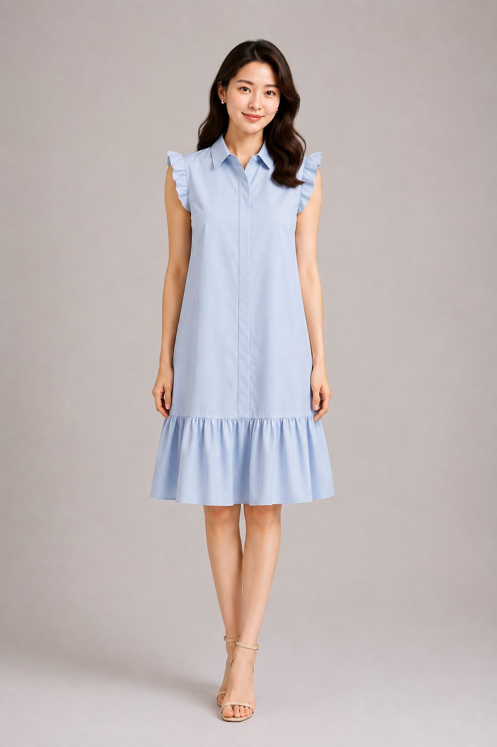 Powder Blue Ruffle Hem Dress