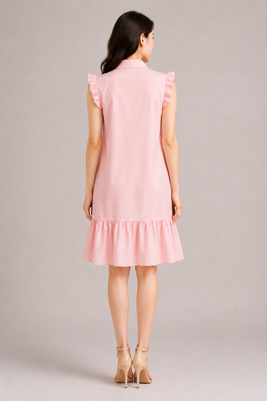 Soft Pink Ruffle Hem Dress