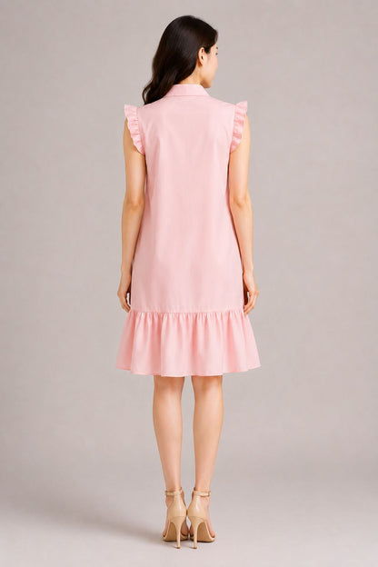 Soft Pink Ruffle Hem Dress