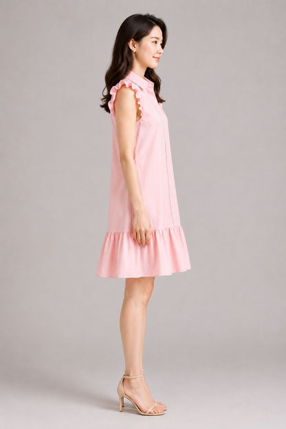Soft Pink Ruffle Hem Dress