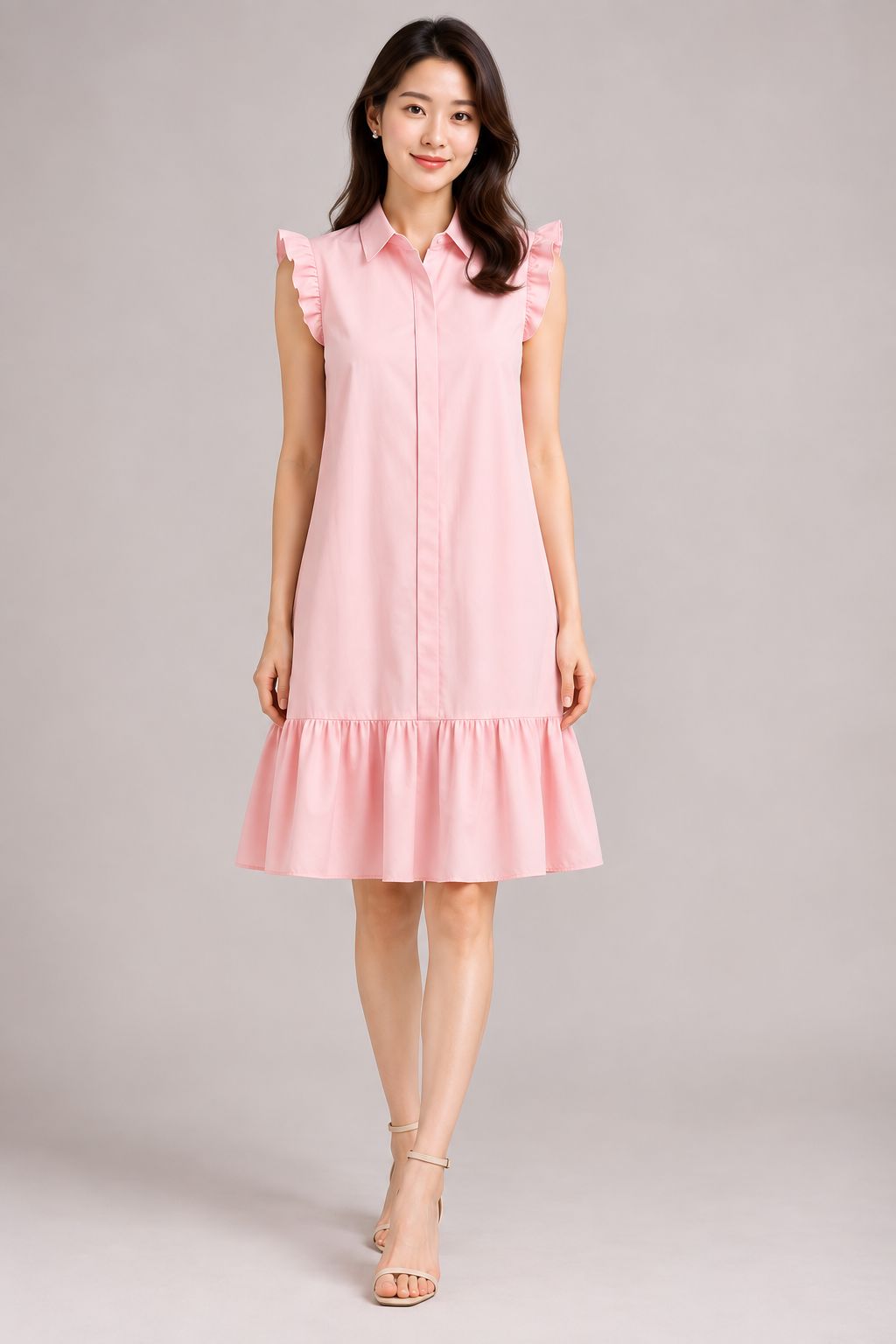 Soft Pink Ruffle Hem Dress
