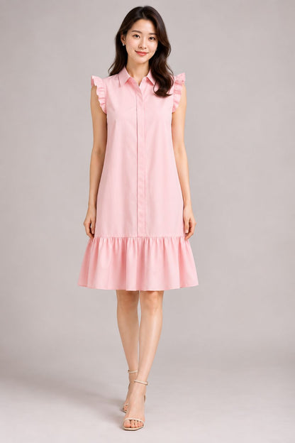 Soft Pink Ruffle Hem Dress